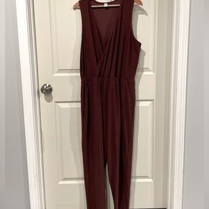 Maroon Athleisure Jumpsuit
